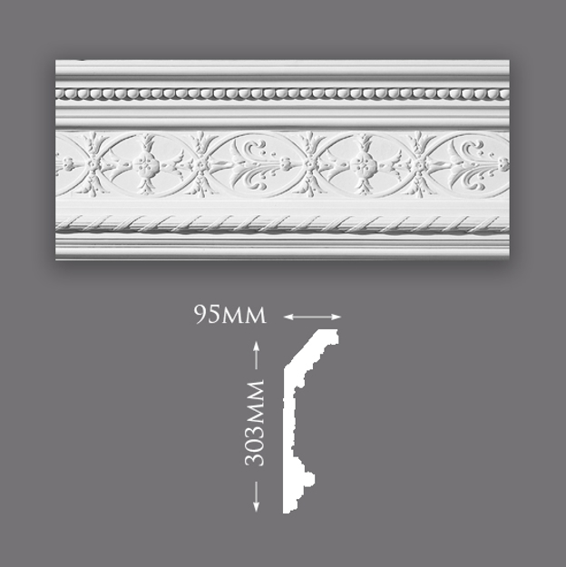 Picture of Sample - Ornate Reed & Ribbon Plaster Cornice